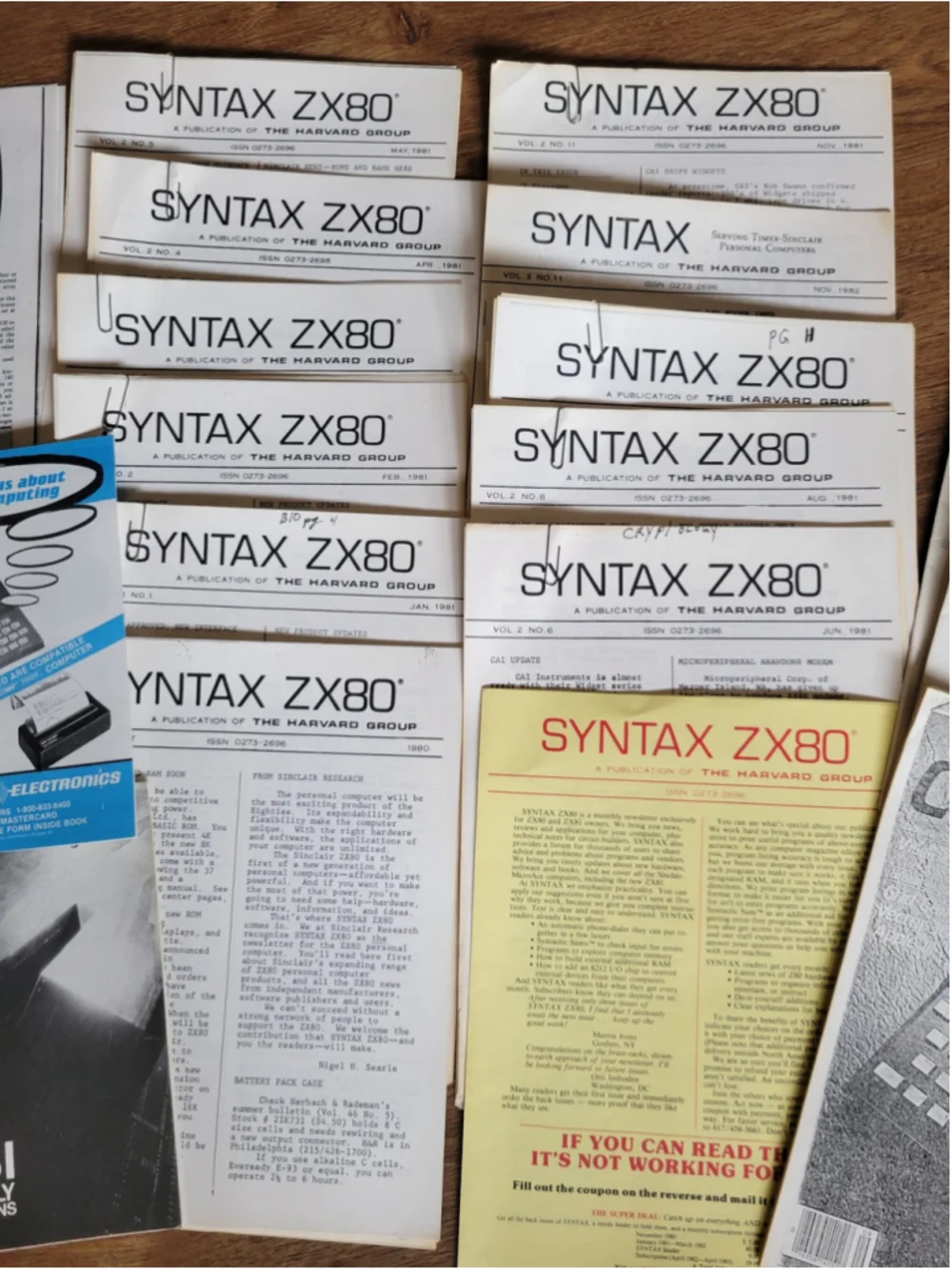 Vintage Sinclair ZX80 ZX81 Computer Paperwork Lot Syntax Newsletters Manuals